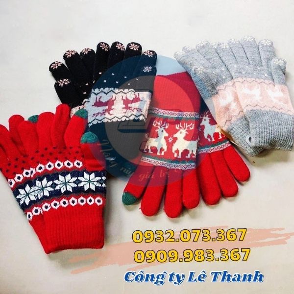Giá sỉ bao tay len mùa đông in hình noel Bao tay len mùa đông