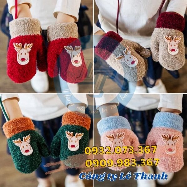 Giá sỉ bao tay len mùa đông in hình noel Bao tay len mùa đông