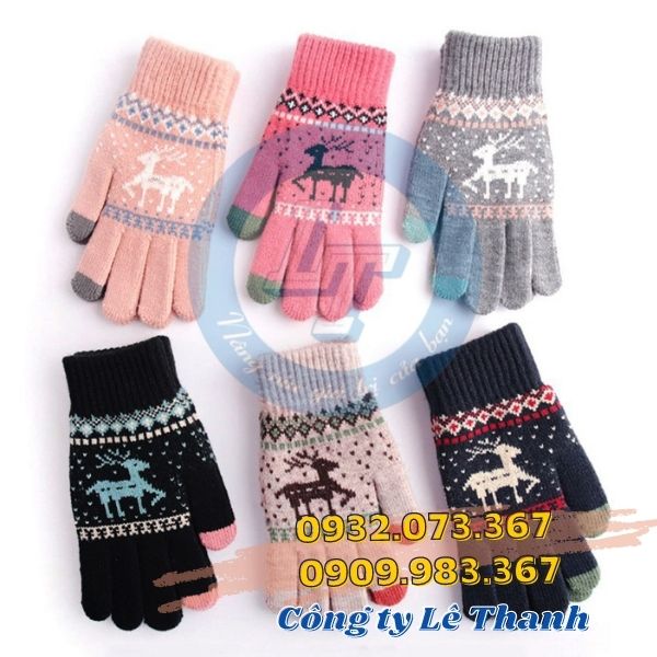 Giá sỉ bao tay len mùa đông in hình noel Bao tay len mùa đông