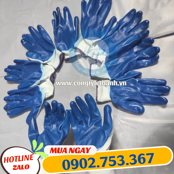Găng tay phủ nitrile xanh chất lượng sẵn kho Găng tay phủ nitrile xanh chất lượng sẵn kho