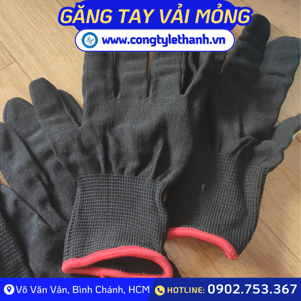 Bao tay vải mỏng có viền cổ tay Bao tay vải mỏng có viền cổ tay