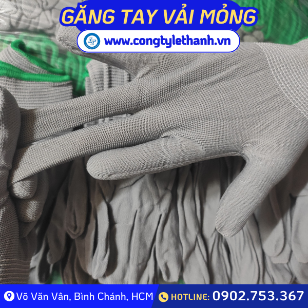 Bao tay vải mỏng xám co giãn Bao tay vải mỏng xám co giãn