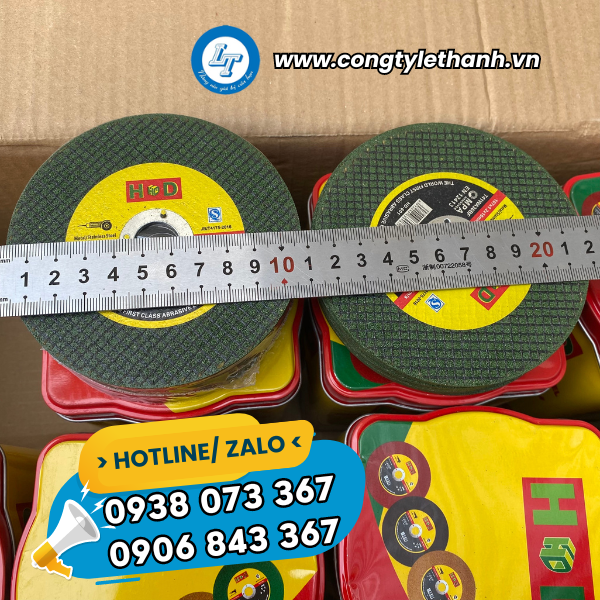 BÁO GIÁ HỘP 100 VIÊN ĐÁ CẮT SẮT, ĐÁ CẮT INOX, ĐÁ CẮT KIM LOẠI HD 1 TẤC kích thước đá cắt hd