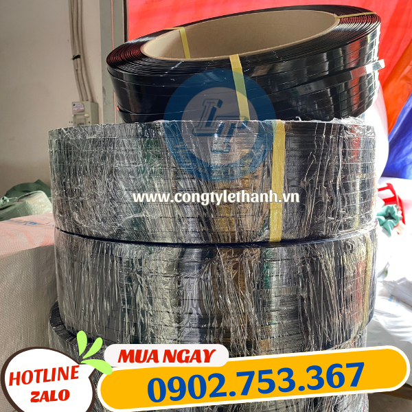 Dây đai pet nhựa đen cuộn lớn Dây đai pet nhựa đen cuộn lớn