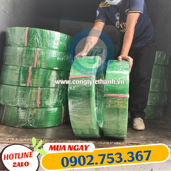 Dây đai pet nhựa xanh cuộn lớn Dây đai pet nhựa xanh cuộn lớn