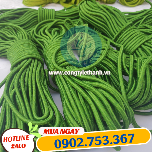 Dây dù tròn xanh lõi có xốp Dây dù tròn xanh lõi có xốp