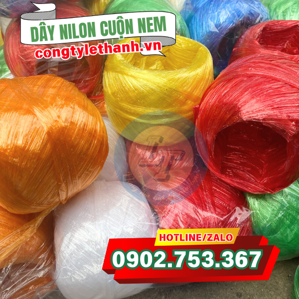 Dây nilon nem cuộn đa dạng màu sắc Dây nilon nem cuộn đa dạng màu sắc