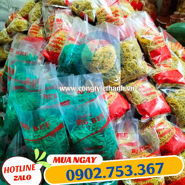 Dây thun khoanh đa dạng màu sắc đóng bịch 500 gam Dây thun khoanh đa dạng màu sắc đóng bịch 500 gam