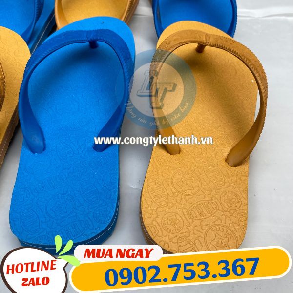Dép tông lào có 2 màu xanh và vàng Dép tông lào có 2 màu xanh và vàng