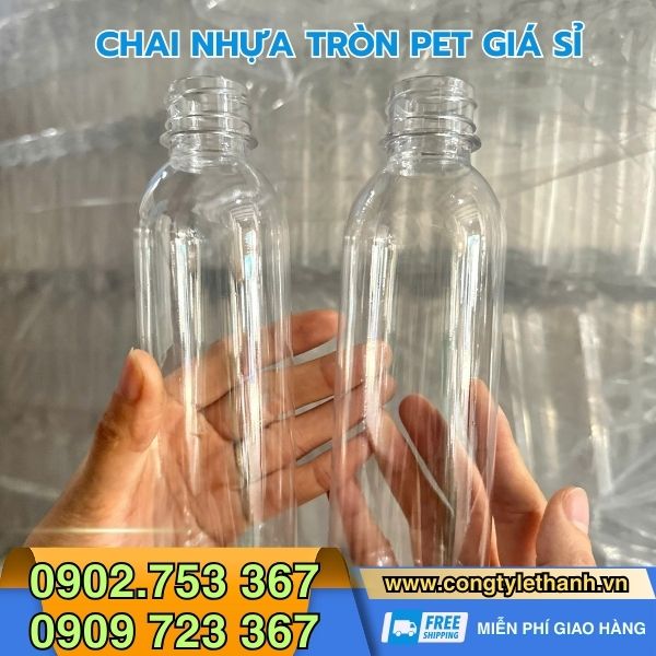 Địa chỉ bán chai nhựa tròn 330ml, 500ml, 1000ml uy tín TPHCM Chai nhựa tròn 330ml