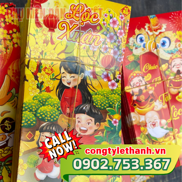 địa chỉ chuyên bán sỉ lẻ phụ kiện trang trí giỏ quà Tết Bao lì xì