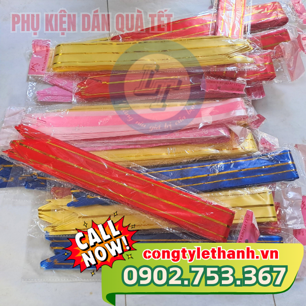 địa chỉ chuyên bán sỉ lẻ phụ kiện trang trí giỏ quà Tết Nơ gắn quà tết