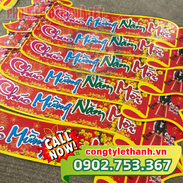 địa chỉ chuyên bán sỉ lẻ phụ kiện trang trí giỏ quà Tết Tem decal chúc mừng năm mới