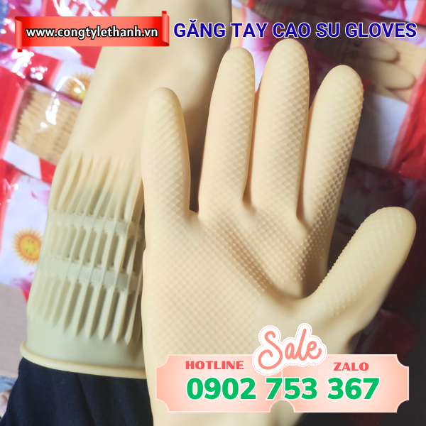 Găng tay cao su gloves có các vân chống trơn trượt khi cầm nắm Găng tay cao su gloves có các vân chống trơn trượt khi cầm nắm