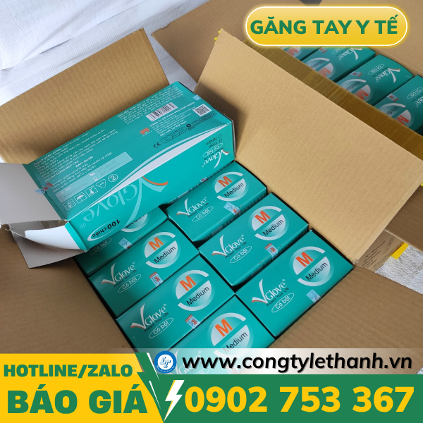 Găng tay y tế Vglove có bột size M Găng tay y tế Vglove có bột size M
