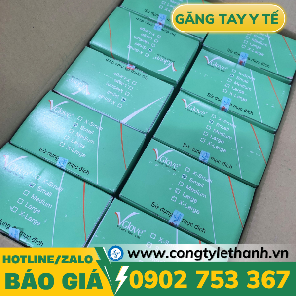 Găng tay y tế Vglove không bột 10 hộp/thùng Găng tay y tế Vglove không bột 10 hộp/thùng