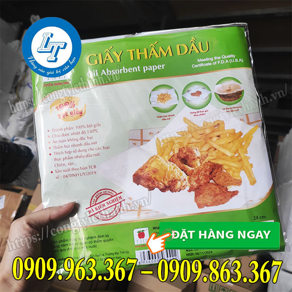 Báo giá giấy thấm dầu nấu ăn khổ 24x25cm giấy thấm dầu nấu ăn