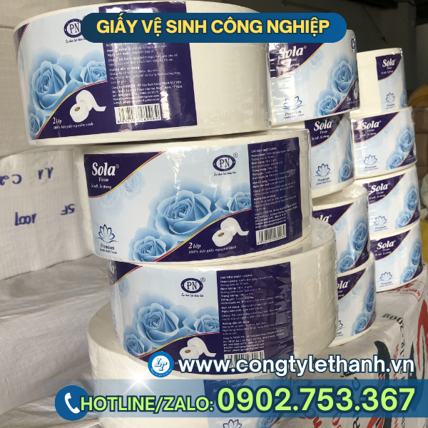 Giấy vệ sinh công nghiệp cuộn lớn 2 lớp Giấy vệ sinh công nghiệp cuộn lớn 2 lớp