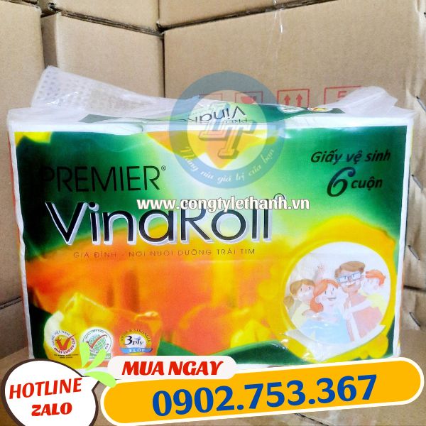 Giấy vệ sinh Vinaroll cuộn siêu tiện dụng giấy vệ sinh vinaroll 1 lốc 6 cuộn