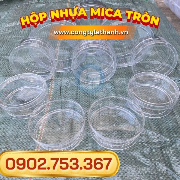 hộp nhựa mica tròn đựng bánh kẹo mứt trái cây Tết hộp nhựa mica tròn giá rẻ