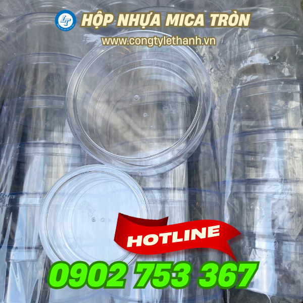 Hộp nhựa mica tròn 250g và 500g Hộp nhựa mica tròn 250g và 500g