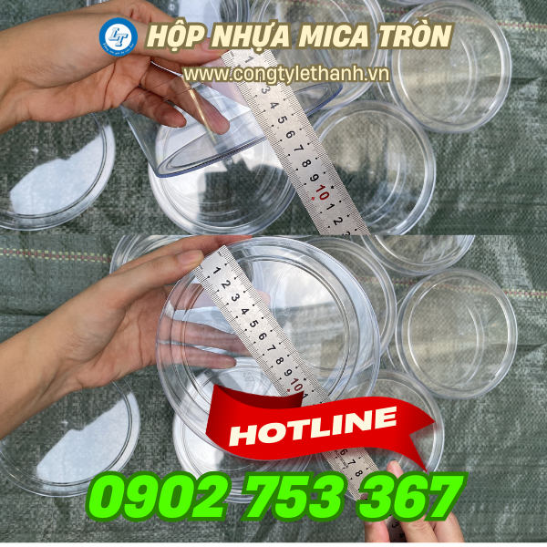 Đường kính và chiều cao hộp nhựa mica tròn 500g Đường kính và chiều cao hộp nhựa mica tròn 500g