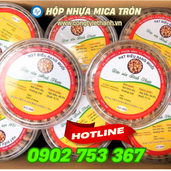 Hộp nhựa mica tròn đựng hạt điều sang trọng Hộp nhựa mica tròn đựng hạt điều sang trọng
