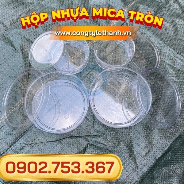 hộp nhựa mica tròn đựng bánh kẹo mứt trái cây Tết hộp nhựa mica tròn