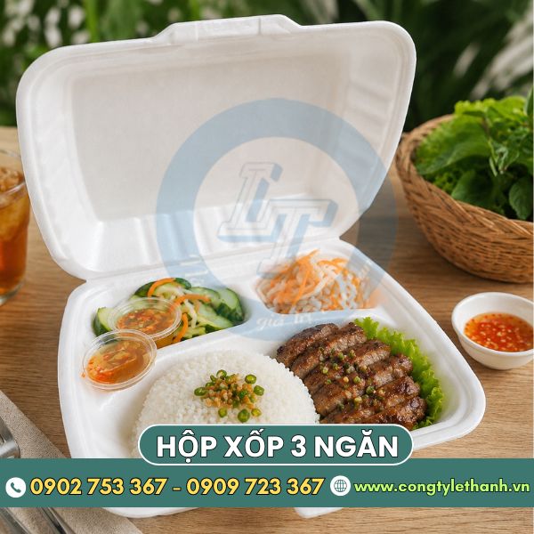 Hộp xốp 3 ngăn đựng thức ăn giá sỉ cho hàng quán Hộp xốp 3 ngăn đựng thức ăn giá sỉ cho hàng quán