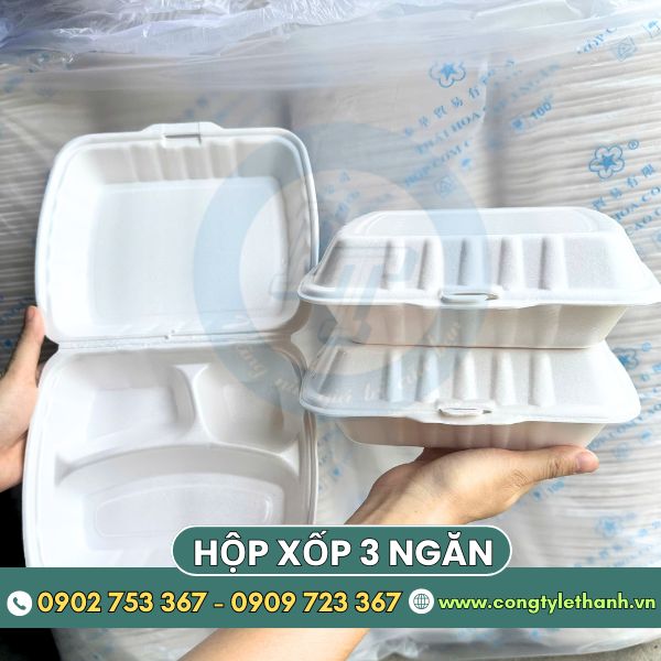 Hộp xốp 3 ngăn có cấu tạo rõ ràng Hộp xốp 3 ngăn có cấu tạo rõ ràng