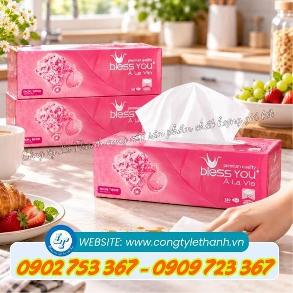 Lốc 3 hộp khăn giấy Bless You Alavie 180 tờ Lốc 3 hộp khăn giấy Bless You Alavie 180 tờ