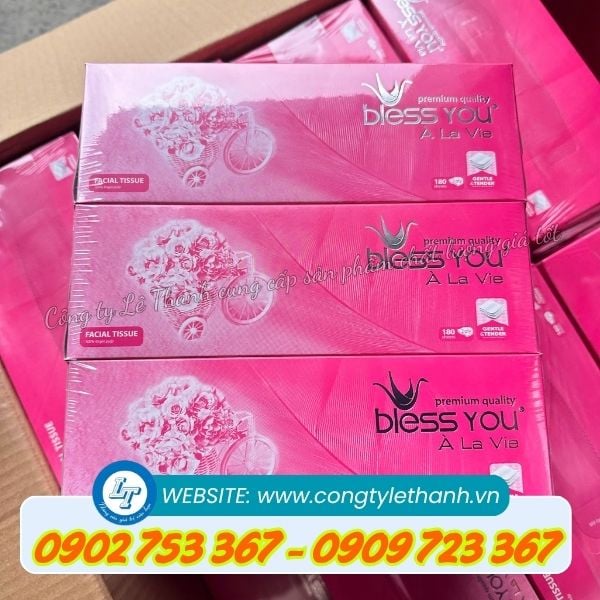 Lốc 3 hộp khăn giấy Bless You Alavie 180 tờ Lốc 3 hộp khăn giấy Bless You Alavie 180 tờ