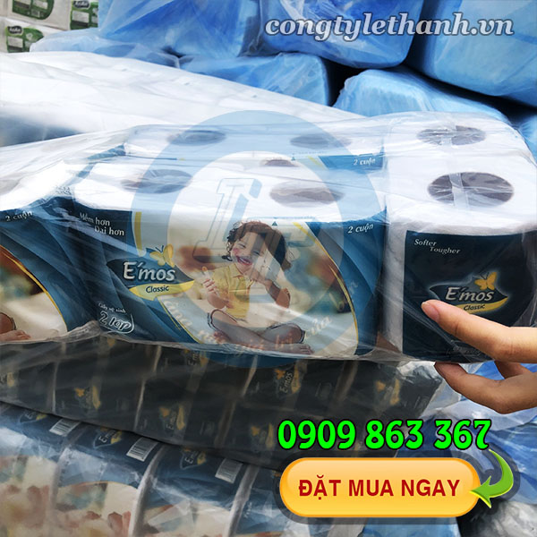 Khăn giấy E'mos cuộn màu xanh Khăn giấy E'mos cuộn màu xanh