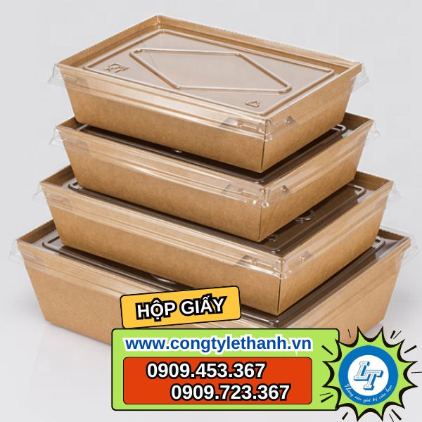 nguồn sỉ hộp giấy kraft có nắp trong tiện lợi giá rẻ nhất khay giấy chữ nhật nhiều size