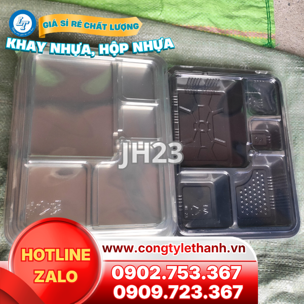 Bán sỉ hộp nhựa, khay nhựa đế đen đựng thực phẩm giá tốt Hộp nhựa đế đen vuông nhiều ngăn