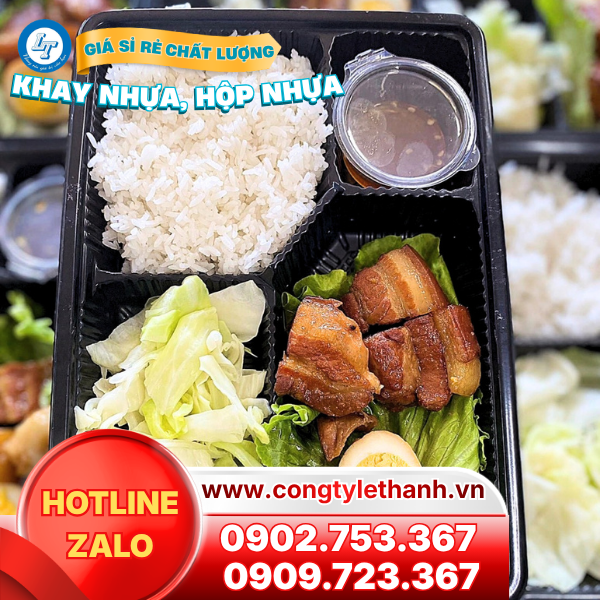 Bán sỉ hộp nhựa, khay nhựa đế đen đựng thực phẩm giá tốt Khay nhựa đế đen đựng cơm