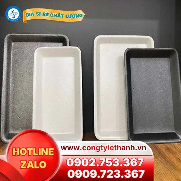Khay xốp đựng thực phẩm giá sỉ Khay xốp 2 màu đen và trắng