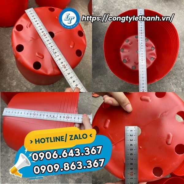 MUA CHẬU NHỰA TRỒNG CÂY TẾT GIÁ SỈ kích thước chậu nhựa đỏ