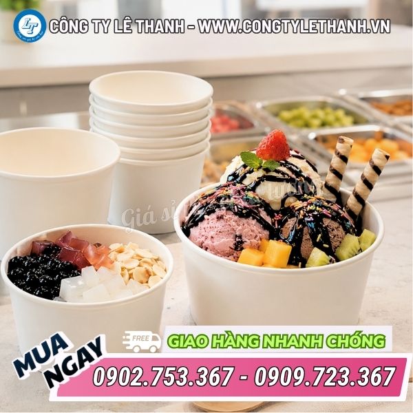 Ly giấy đựng kem giá sỉ nhiều size, nhận in theo yêu cầu Ly giấy đựng kem giúp sản phẩm thêm đẹp mắt hơn