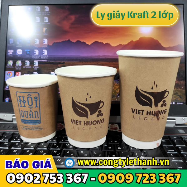 Ly giấy kraft 2 lớp in theo yêu cầu nhiều kích thước Ly giấy kraft 2 lớp in theo yêu cầu nhiều kích thước