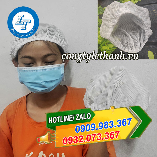 NÓN LƯỚI TRÙM TÓC CÔNG NHÂN GIÁ RẺ nón lưới công nhân màu trắng