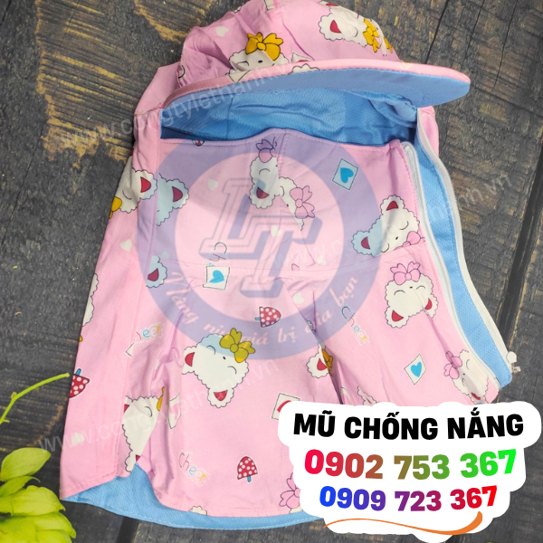 Nón trùm đầu chống nắng có khoá dạng kéo Nón trùm đầu chống nắng có khoá dạng kéo
