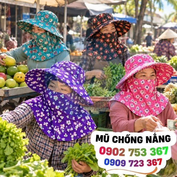 Nón trùm đầu chống nắng vành rộng che kín mặt giá sỉ Nón trùm đầu chống nắng vành rộng che kín mặt giá sỉ