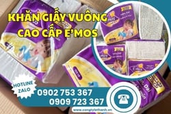KHĂN GIẤY VUÔNG CAO CẤP EMOS 100 TỜ GIÁ SỈ THÙNG 30 GÓI