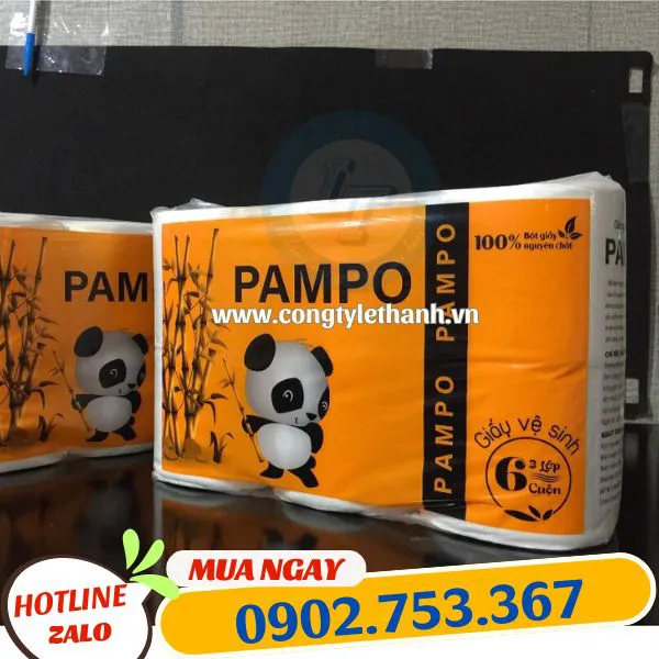 GIẤY VỆ SINH GẤU TRÚC PAMPO 6 CUỘN
