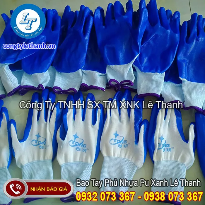 BAO TAY PHỦ NHỰA PU XANH