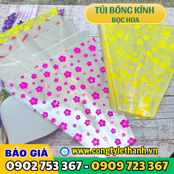 túi bóng kính học hoa, gói hoá giá sỉ 50 cái/xấp túi bóng kính học hoa, gói hoá giá sỉ 50 cái/xấp