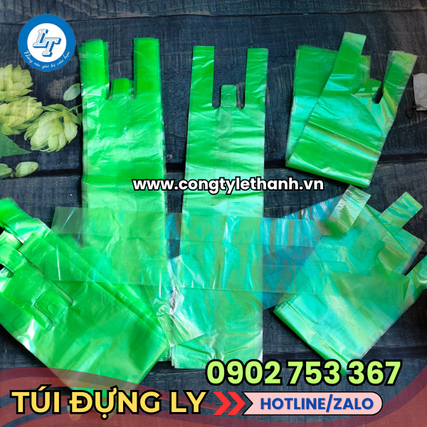 Túi đựng 3 ly xanh lá gai Túi đựng 3 ly xanh lá gai