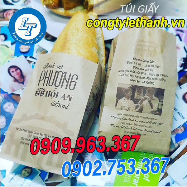 ĐỊA CHỈ BÁN SỈ LẺ TÚI GIẤY ĐỰNG BÁNH MÌ túi giấy nâu in chữ