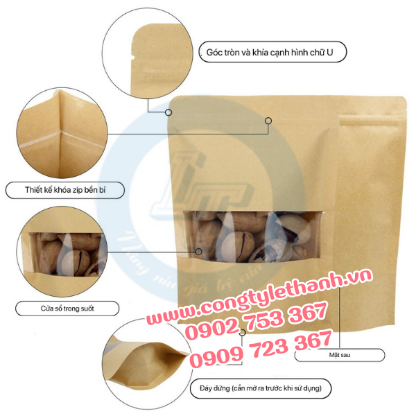 Cấu tạo túi zip giấy có cửa sổ Cấu tạo túi zip giấy có cửa sổ